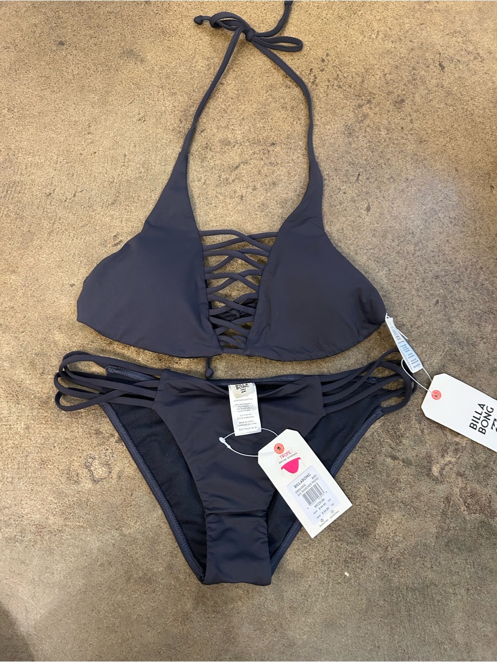 Billabong Black Crisscross Halter Bikini